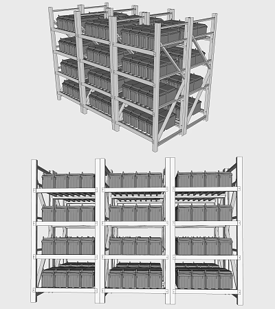 Multi Tier Metal Storage Racks With Shelves For Organized Storage Solution 3d model