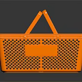 Orange Plastic Shopping Basket With Perforated Design And Convenient Handle For Daily Necessities