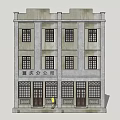 Commercial Complex With Multi Storey Classical Facade And Traditional Windows Doors 3d model