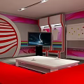 Heart Fitness Center Interior With Red White Decor Circular Red Striped Door And Lockers