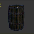 Rustic Wooden Barrel With Metal Hoops And Natural Wood Grain Texture