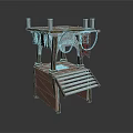 Medieval Wooden Torture Device With Metal Candlesticks Striped Platform And Chains