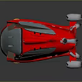 Red Futuristic Shark Inspired Vehicle With Transparent Cockpit And Silver Components