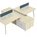 Modular Office Workstation Desk With Privacy Screens Computer Monitors And Drawer Cabinets 3d model
