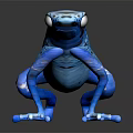 Vibrant Blue Frog With Black Spots And Shiny Skin On Dark Reflective Surface