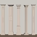 European Column Roman Column Gypsum Column Gypsum Line Cylindrical Square Column 3d model