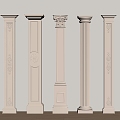 European Column Roman Column Gypsum Column Gypsum Line Cylindrical Square Column 3d model