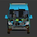 Vibrant Blue Mercedes-Benz Van With Green And Orange Graphics The Mystery Machine Text