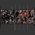 Portable Metal Grill With Grilled Meat Skewers On Stand For Outdoor Barbecue Use
