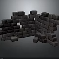 Rustic Textured Wooden Stone Bricks Stacked In Arch Shaped Wall Design 3d model