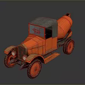 Vintage Orange Concrete Mixer Truck With Green Canopy And Retro Design Details
