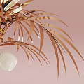 Nordic Style Sofa Chair Simple Champagne Golden Tree Lamps 3d model