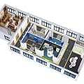 Aerial View Of Building Layout With Indoor Zones Furniture And Windows