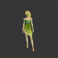 Enchanting Game Movie Character With Red Hair Green Leaf Dress And Flower Decoration