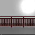 Red Chinese Style Balustrade With Vertical Slats Posts And Spherical Tops 3d model
