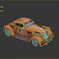 Vintage Yellow Car With Number 8 Striped Body And Modified Front Details