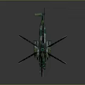 Green Military Helicopter With Main Rotors Tail Rotor And Detailed Fuselage On Dark Background