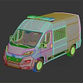 Functional White Utility Van With Roof Mounted Emergency Lights And Practical Design 3d model