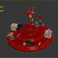 Game Movie Character Cartoon Rabbit Standing On Red Platform With TNT Boxes And Black Bombs