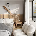 Modern Minimalist Bedroom Interior Design With Wooden Headboard Bedside Tables And Window Chair