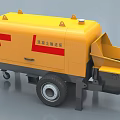 Industrial Yellow Concrete Delivery Pump With Mobile Wheels And Red Logo