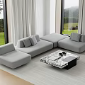 Modern Sofa Coffee Table Combination Multi-person Fabric Sofa Corner Sofa Marble Coffee Table Modular Sofa 3d model