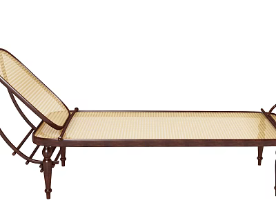 Comfortable Rattan Lounge Chair With Wooden Frame And Adjustable Backrest Design 3d model