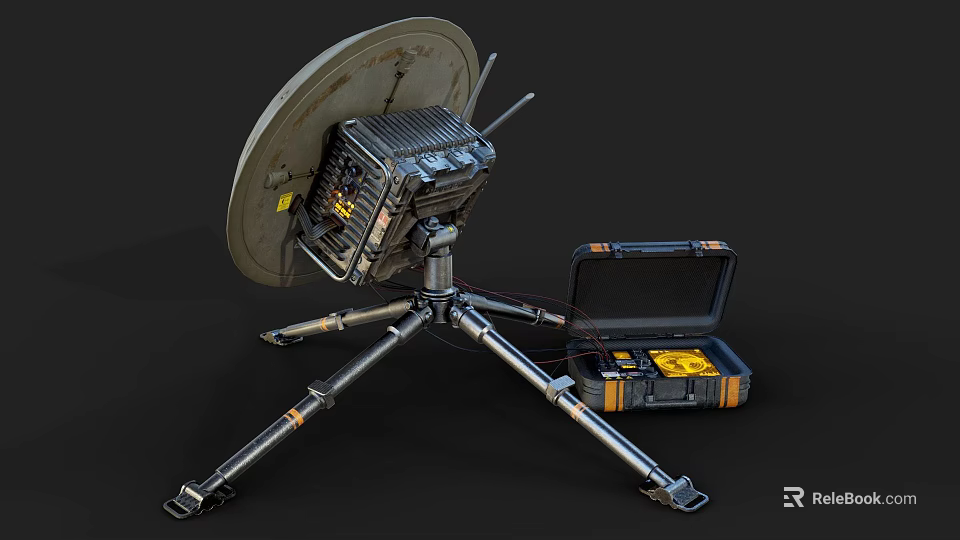 Portable Commercial Satellite Dish Equipment With Tripod Stand And Tool Case 3d model 