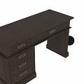 Sturdy Traditional Wooden Desk Featuring Top Two Drawers And Lower Three Storage Drawers