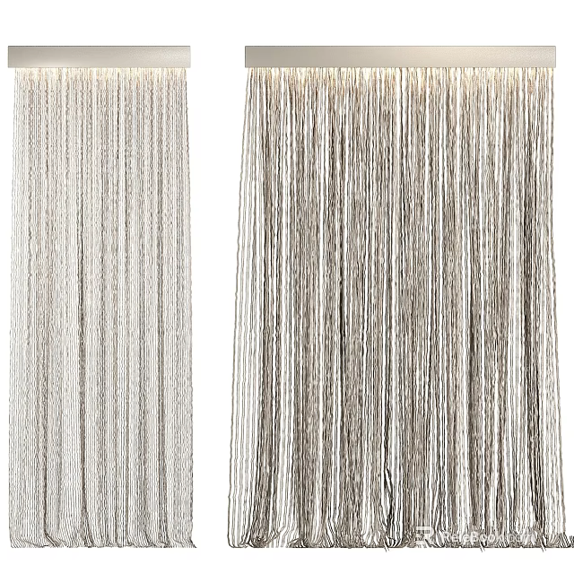 Elegant Sheer Fringe Curtain with Light Color for Modern Home Window Decor 3d model 