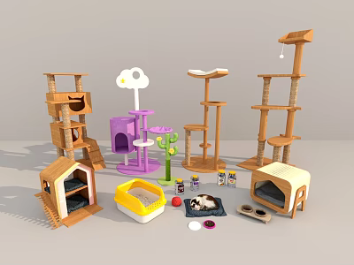 Cat Climbing Rack Modern Cat Nest Pet Supplies 3d model