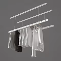 Clothes Hanger System With Suspended Double Rod And Hanging White Black Shirts Garments