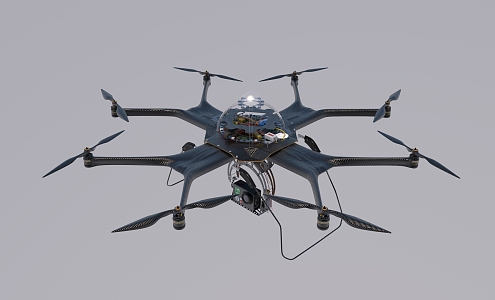 Modern Octagonal Unmanned Aerial Vehicle 3d model