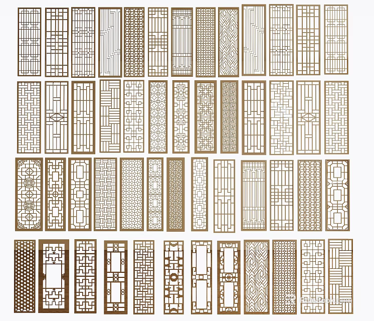 Decorative Room Dividers With Various Intricate Patterns For Interior Design 3d model