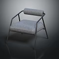Modern Single Sofa With Rolled Backrest Gray Fabric And Metal Frame Design 3d model