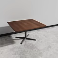 Brown Square Wooden Coffee Table Featuring Smooth Surface And Metal Base 3d model