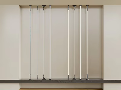 Modern Chandelier With Vertical Metal Rods On White Wall And Dark Countertop 3d model