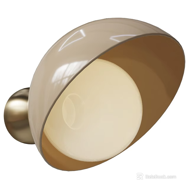 Modern Beige Wall Lamp With Golden Metal Shade And Soft Warm Glowing Light 3d model 