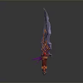 Fantasy Weapon Purple Blade With Red Accents And Ornate Mythical Design