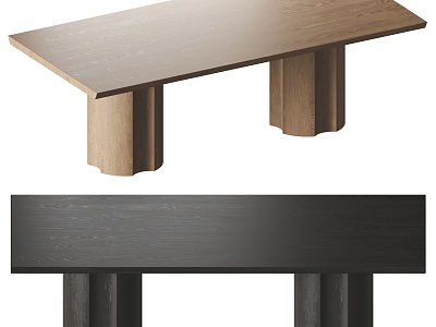 table solid wood dining table 3d model