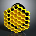 Vibrant Yellow And Black Hexagonal Honeycomb Structure Design Against Gray Background 3d model