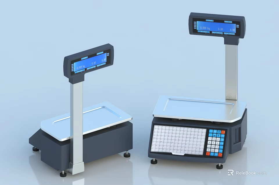 Commercial Electronic Scales With Digital Display Platform And Control Panel 3d model