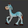 Cute Blue Cartoon Donkey Toy With Red Tipped Ears And Brown Hooves