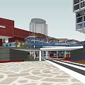 Modern Commercial Complex With Green Roof Open Plaza And Urban Surroundings