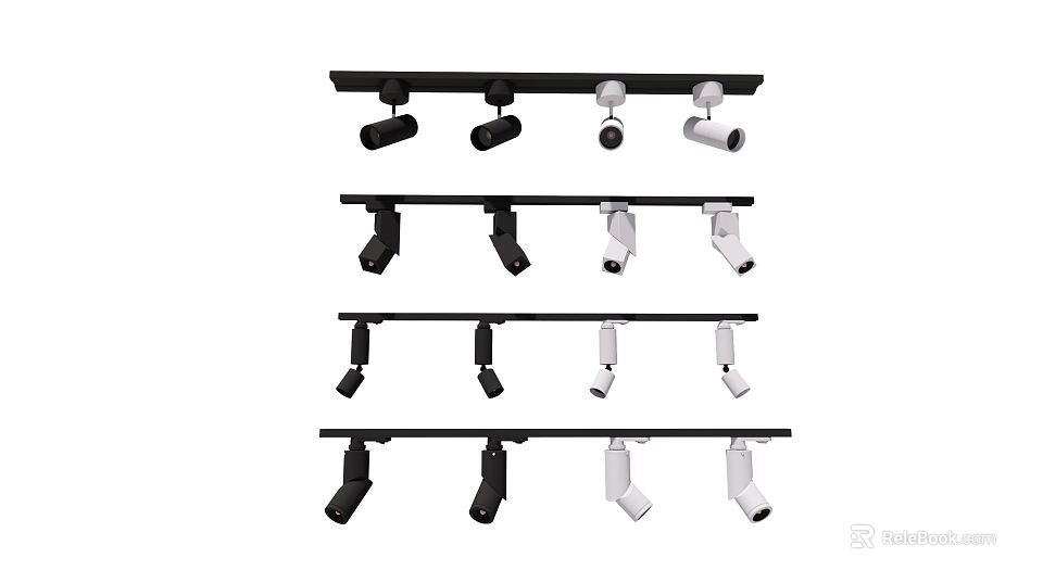 Modern Track Spotlights With Black And White Adjustable Multiple Heads For Home Lighting 3d model 