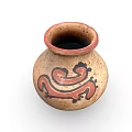 Traditional Terracotta Clay Vase With Red And Black Snake Like Patterns