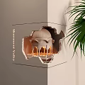 Monument Valley Themed Wall Light with Architectural Design and Green Plant Decor