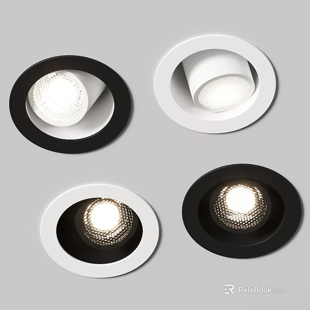 Modern Black And White Recessed Downlights For Home Interior Lighting 3d model 