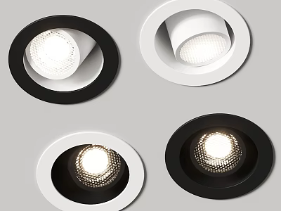Modern Black And White Recessed Downlights For Home Interior Lighting 3d model