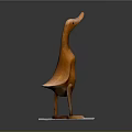 Wooden Duck Sculpture Carving With Standing Pose And White Base